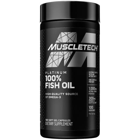 MuscleTech Platinum Fish Oil For Men And Women, 1000Mg Omega 3 With 180 Mg Epa & 120 Mg Dha For Heart, Joints & Brain Health, 100 Softgels, 1 count, 100 servings