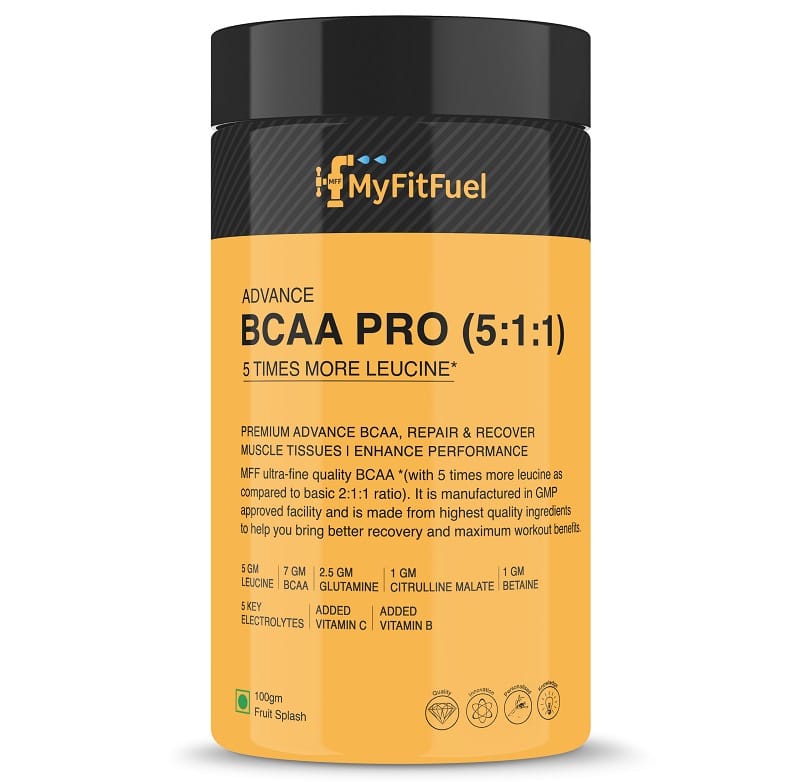 MyFitFuel Advance BCAA Pro (5:1:1), (5 Times Leucine) BCAA, Glutamine, Electrolytes, Betaine, Citrulline Malate, Vitamins.