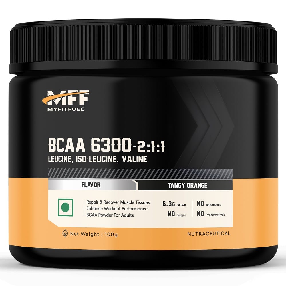 MyFitFuel BCAA 6300 2:1:1 Amino Acids in Powder Form (Tangy Orange, 100 gm)