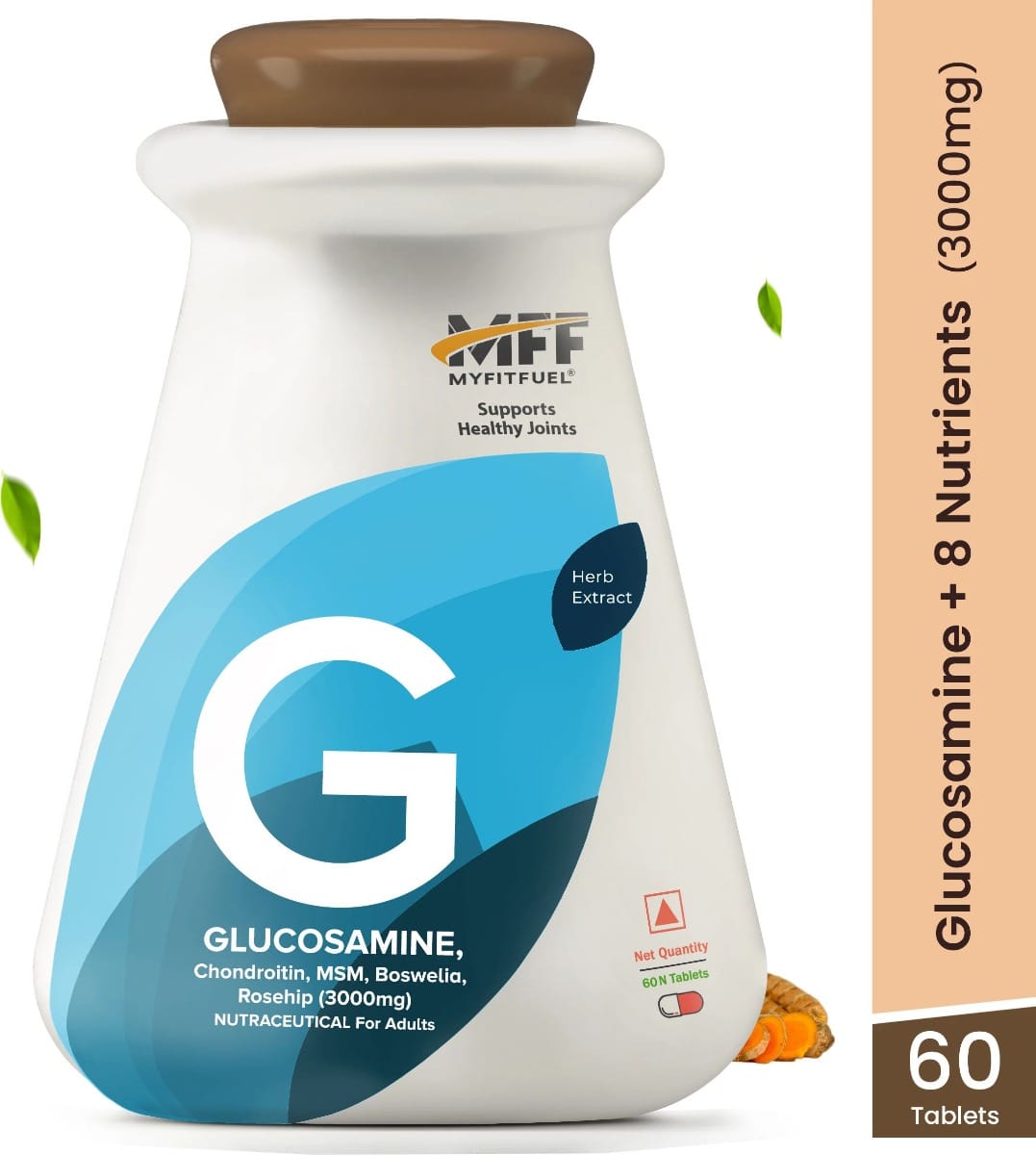 MyFitFuel Glucosamine with Chondroitin sulfate, MSM & Hyaluronic Acid, (3000mg), 120 Capsules