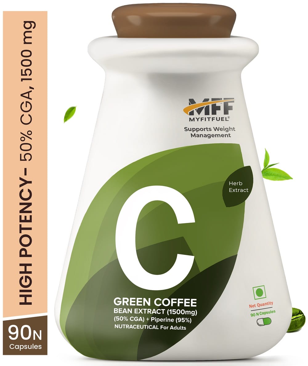 MyFitFuel Green Coffee Extract 50% CGA with Piperine 95%(1500mg, 90 Capsules)