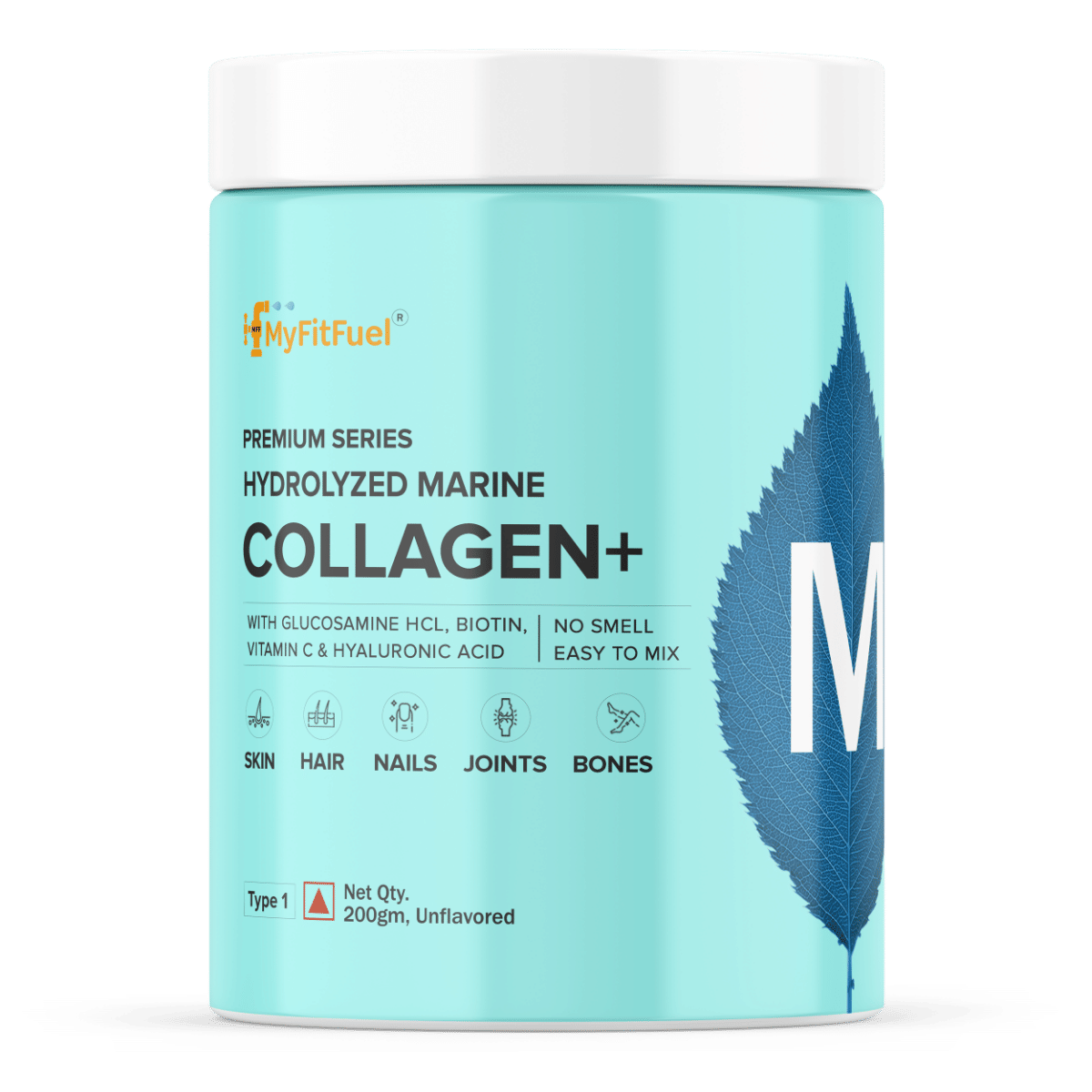 MyFitFuel Hydrolyzed Marine Collagen with Glucosamine, Hyaluronic Acid, Biotin, Zinc & Vitamin C | For Skin, Hair, Nails & Joints (Orange, 400 gm)