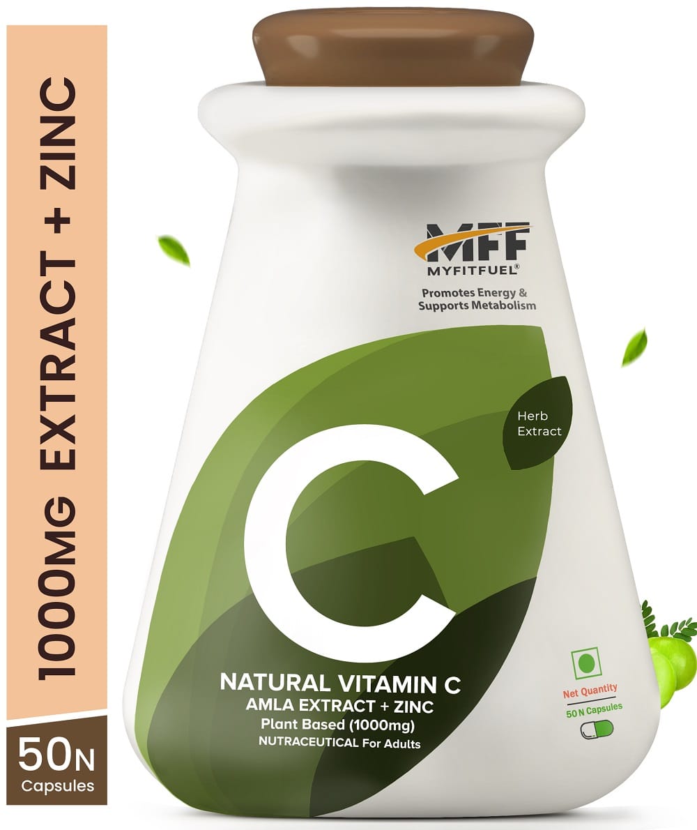 MyFitFuel Natural Vitamin C with Zinc, Plant Based Amla Extract, (1000 mg), 100 Capsules