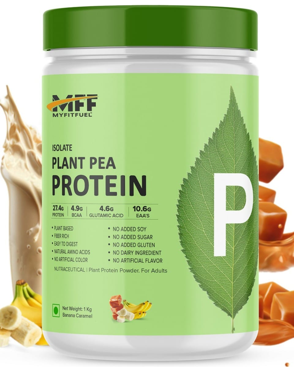 MyFitFuel Plant Pea Protein Isolate | 1 Kg, (Banana Caramel)