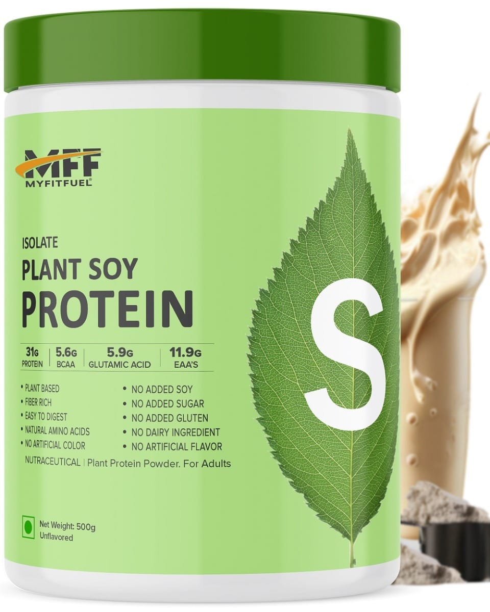 MyFitFuel Plant Soy Protein Isolate 90 | Pure Soy | 500gm, 14 Servings (Unflavoured)