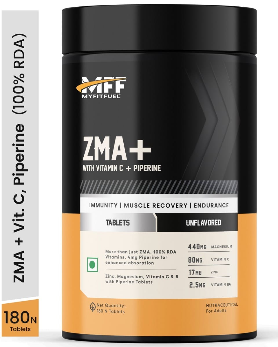 MyFitFuel ZMA+ (Zinc, Magnesium, Vitamin B6, Vitamin C & Piperine 95%), 180 Capsules