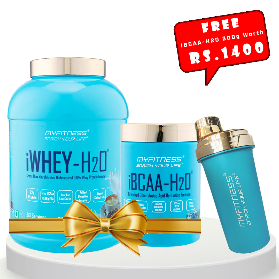 MYFITNESS iWHEY- H2O Cafe Paradise + MYFITNESS iBCAA-H2O 30 Servings Icy Blue Raspberry + FREE SHAKER BOTTLE 650ml