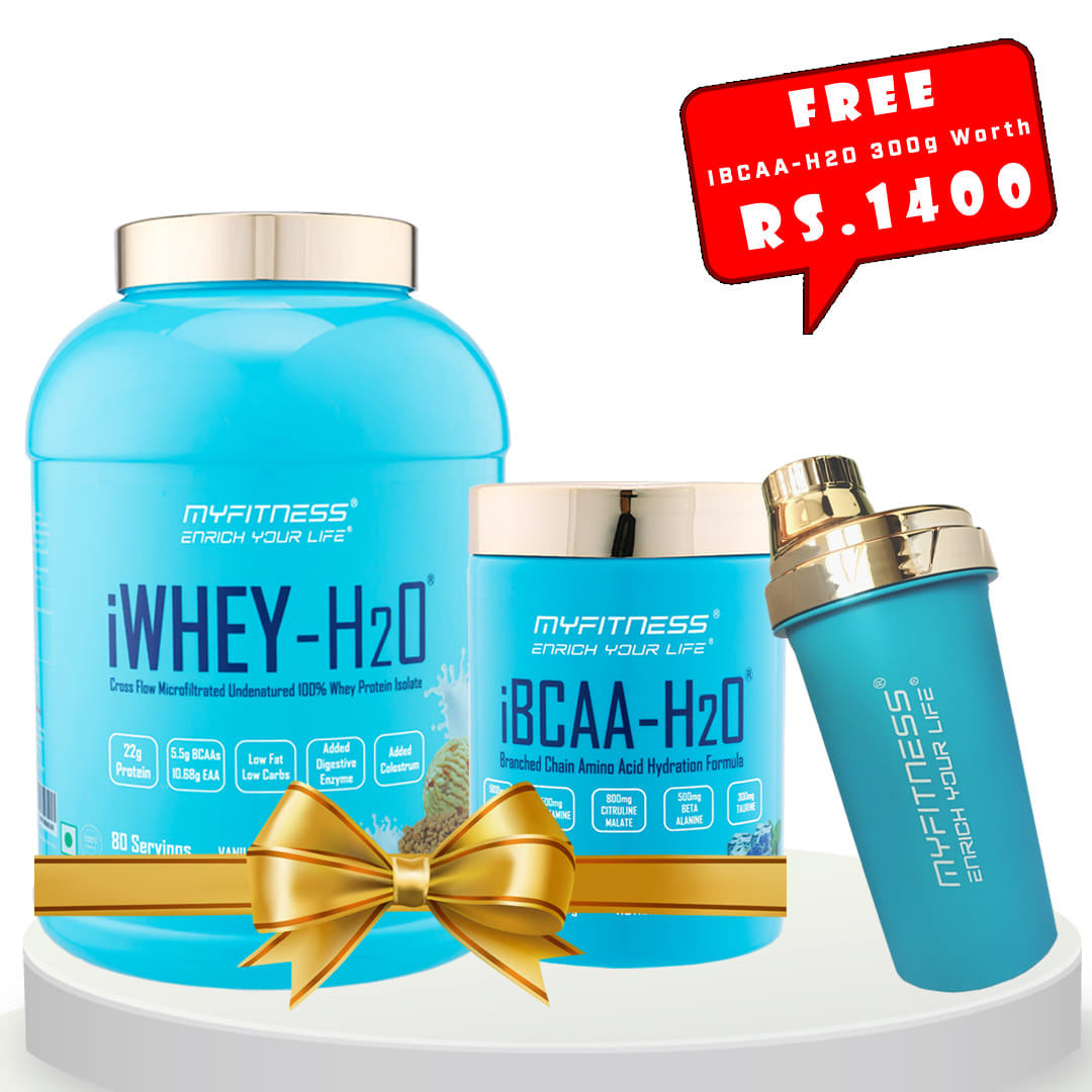 MYFITNESS iWHEY- H2O Vanilla Butterscotch + MYFITNESS iBCAA-H2O 30 Servings Icy Blue Raspberry + FREE SHAKER BOTTLE 650ml