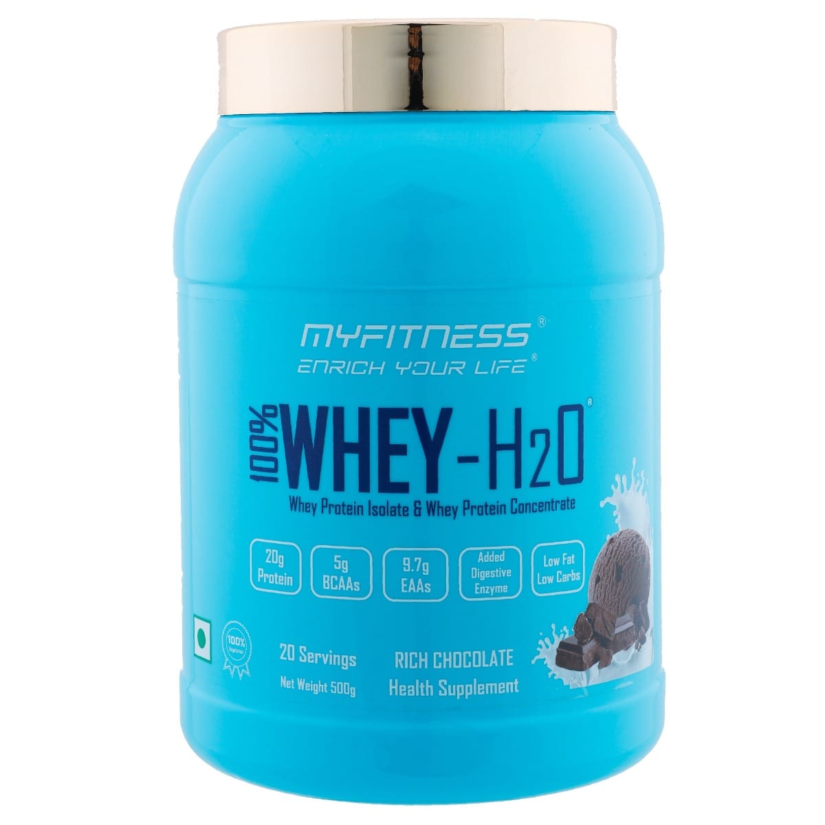 MYFITNESS ® 100% WHEY-H2O 20 Servings |Whey Protein Powder| Whey Protein Isolate First Source Whey Protein Concentrate Second Source|80% Protein Per Serving| 5g BCAA| 9.7g EAA| Added Digesti