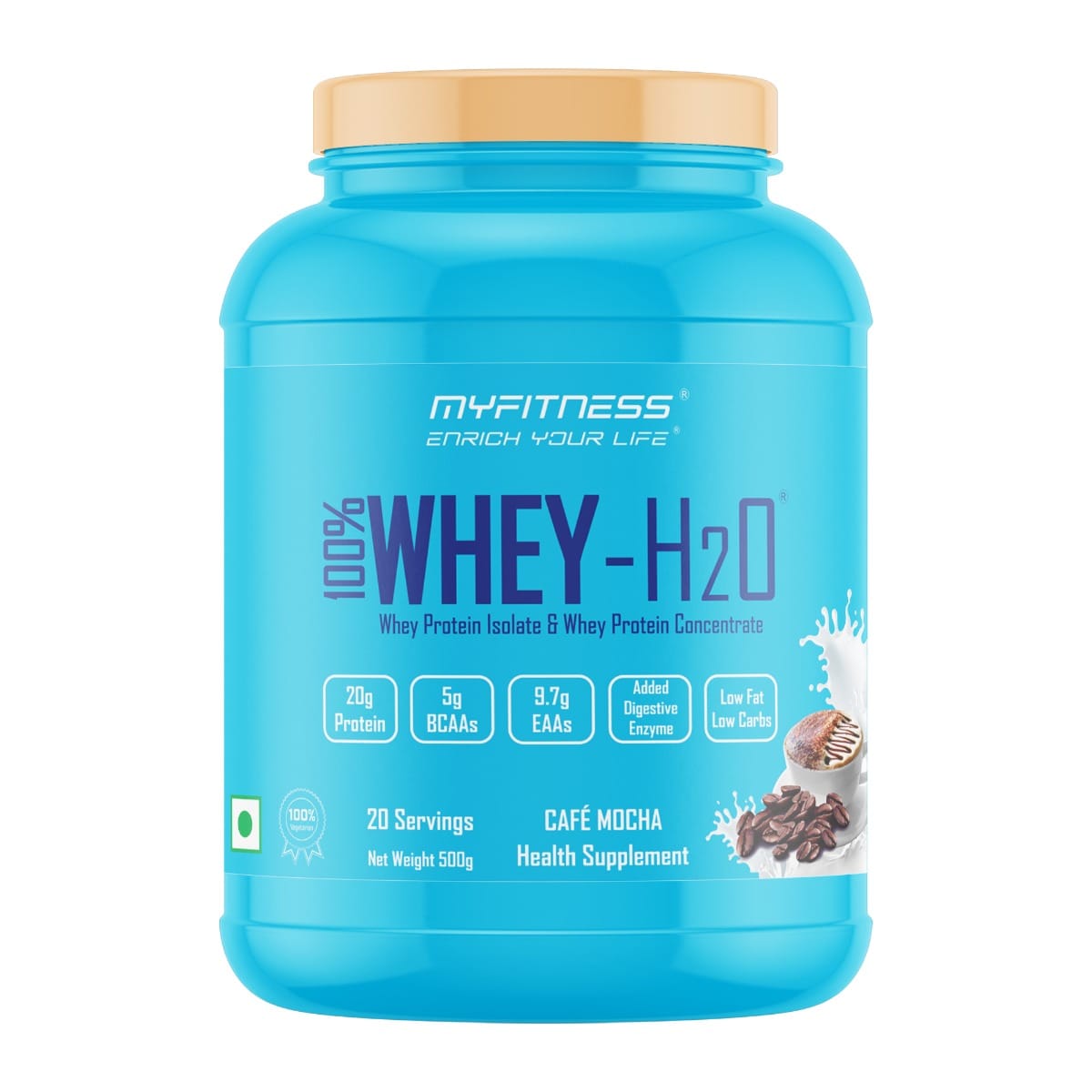 MYFITNESS ® 100% WHEY-H2O 20 Servings |Whey Protein Powder| Whey Protein Isolate First Source Whey Protein Concentrate Second Source|80% Protein Per Serving| 5g BCAA| 9.7g EAA| Added Digesti