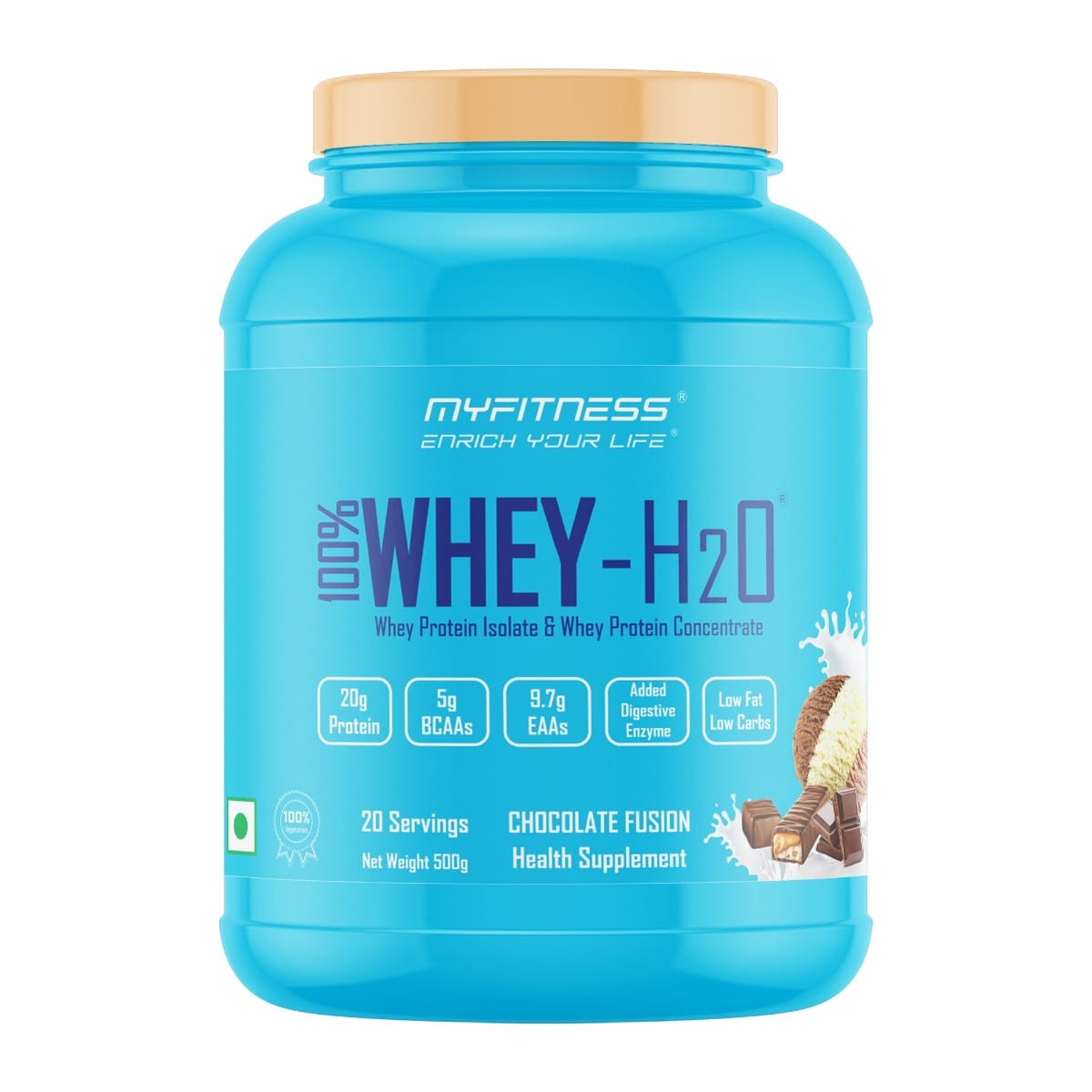 MYFITNESS ® 100% WHEY-H2O 20 Servings |Whey Protein Powder| Whey Protein Isolate First Source Whey Protein Concentrate Second Source|80% Protein Per Serving| 5g BCAA| 9.7g EAA| Added Digesti