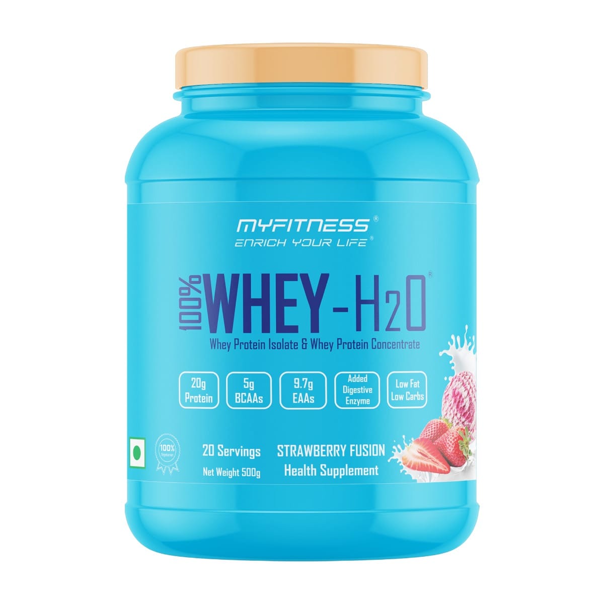 MYFITNESS ® 100% WHEY-H2O 20 Servings |Whey Protein Powder| Whey Protein Isolate First Source Whey Protein Concentrate Second Source|80% Protein Per Serving| 5g BCAA| 9.7g EAA| Added Digesti