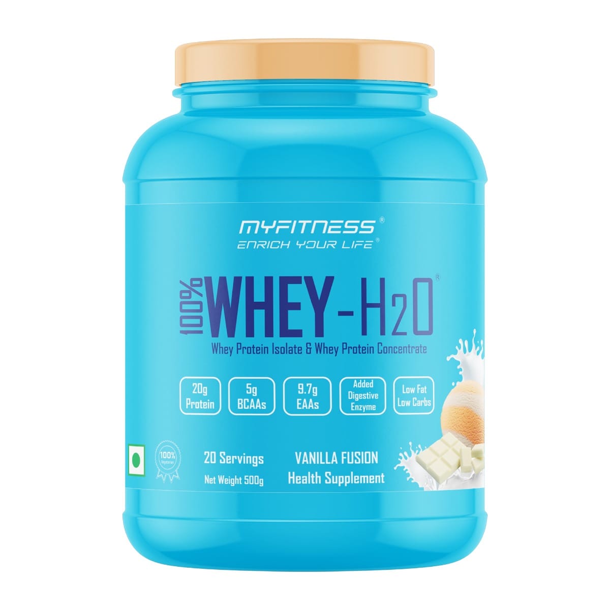 MYFITNESS ® 100% WHEY-H2O 20 Servings |Whey Protein Powder| Whey Protein Isolate First Source Whey Protein Concentrate Second Source|80% Protein Per Serving| 5g BCAA| 9.7g EAA| Added Digesti