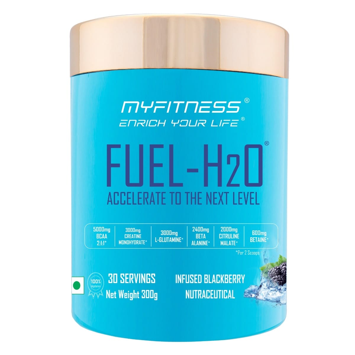 Myfitness® FUEL-H2O|5000mg BCAA 2:1:1|3000mg Creatine|3000mg L-Glutamine|2400mg Beta Alanine|2000mg Citruline Malate|1000mg Taurine|600mg Betaine| Electrolyte Blend|Infused Watermelon 30 Ser
