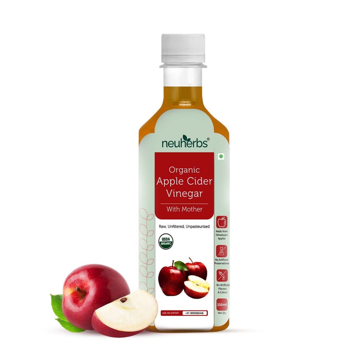 Neuherbs Apple Cider Vinegar with Mother Vinegar, Raw, Unfiltered and Undiluted - 350 ml