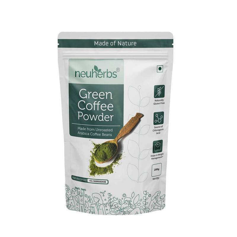 Neuherbs Unroasted Arabica Green Coffee Beans Powder | With Chlorogenic Acid | For Weight Loss Management (200 gm Powder)