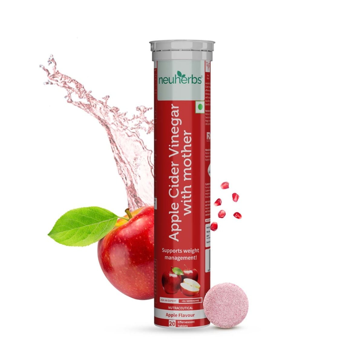 Neuherbs Neuherbs Apple Cider Vinegar Apple Flavour 20 effervescent tablets