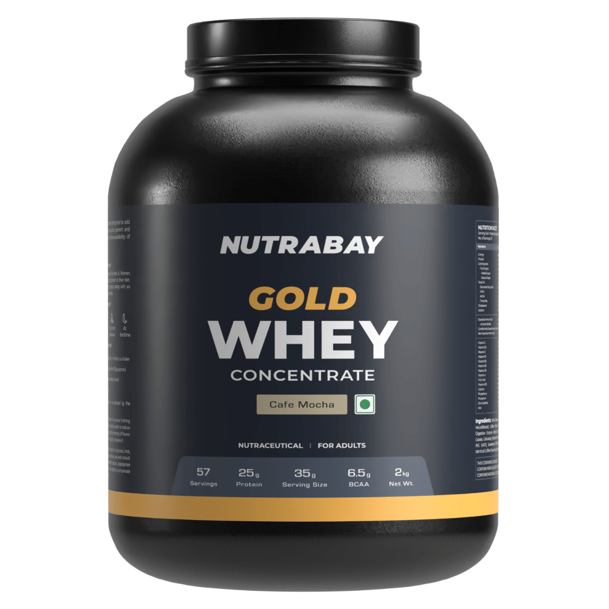 Nutrabay Gold Whey Protein Concentrate 2kg| 57 Servings | 25g Protein | Cafe Mocha Flavour | Fast Recovery | Build Muscle