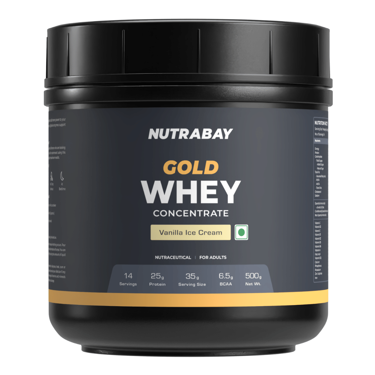 Nutrabay Gold 100% Whey Protein Concentrate with Digestive Enzymes - 25g Protein | Protein Powder for Muscle Support & Recovery - Strawberry Milkshake, 500g