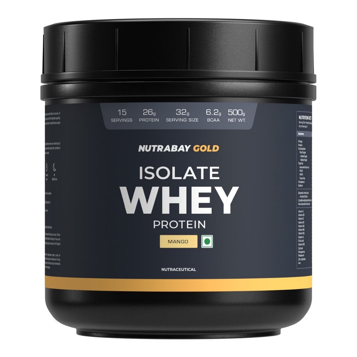Nutrabay Gold 100% Whey Protein Isolate with Digestive Enzymes & Vitamin Minerals, 26g Protein | Protein Powder for Muscle Support & Recovery