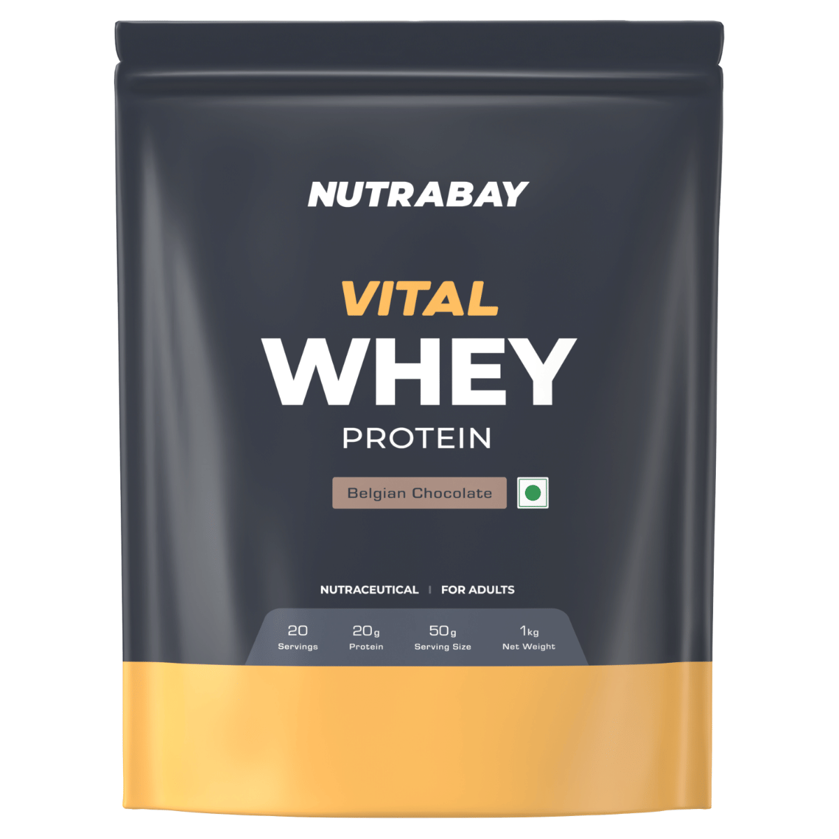 NUTRABAY Gold Vital Whey Protein | 20g Protein, 4g BCAA Per Serving | Lean Muscle Building, Fast Recovery | Whey Protein For Beginners | Belgian Chocolate Flavour - 1kg