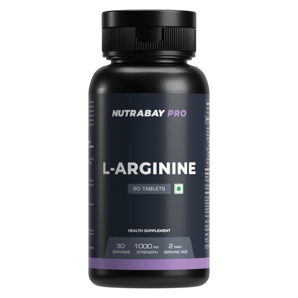 Nutrabay Pro L-Arginine Tablets | Improve Endurance, Promote Muscle Pump, Non GMO, Vegan Friendly, 1000mg - 60 Veg Tablets