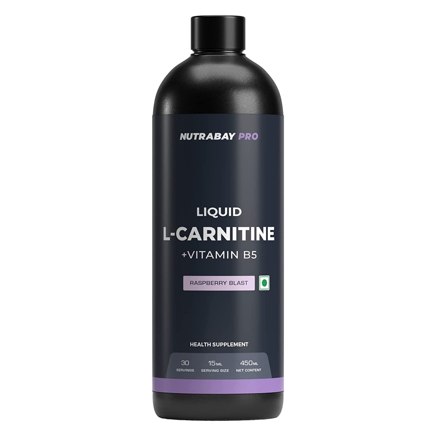 Nutrabay Pro Liquid L-Carnitine With Vitamin B5 - 450 ml, 30 Servings |1500 mg L-CARNITINE, Sugar Free, Helps Convert Fat into Energy, Performance & Recovery | Pre & Post Workout Supplement