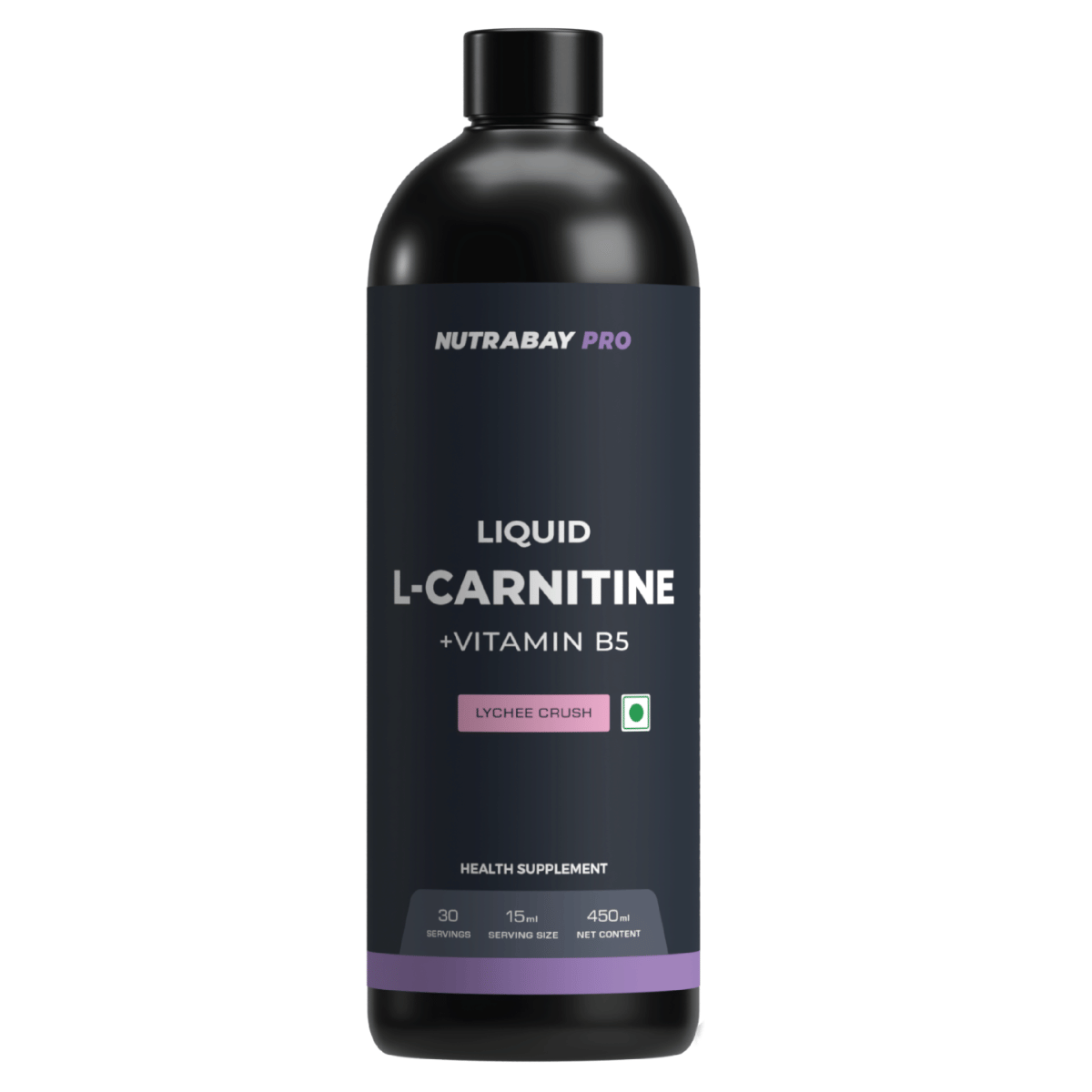 Nutrabay Pro Liquid L-Carnitine With Vitamin B5 - 1500 mg L-CARNITINE, Sugar Free, Helps Convert Fat into Energy, Performance & Recovery, Pre & Post Workout Supplement for Men & Women - 450