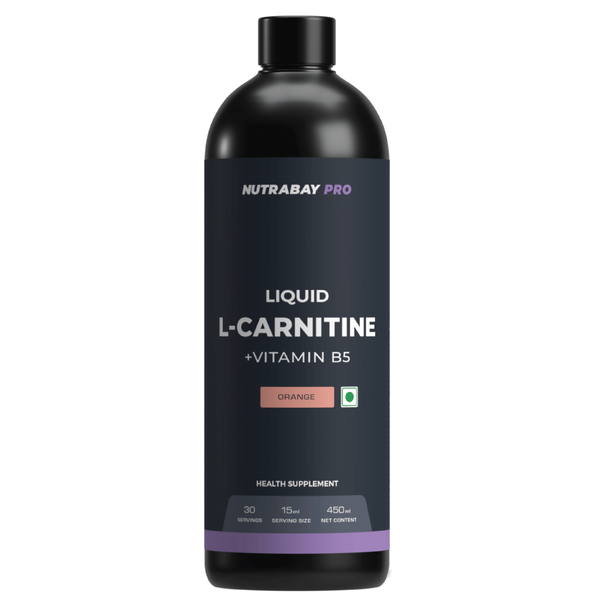 Nutrabay Pro Liquid L-Carnitine With Vitamin B5 - 1500 mg L-CARNITINE, Sugar Free, Helps Convert Fat into Energy, Performance & Recovery, Pre & Post Workout Supplement for Men & Women - 450