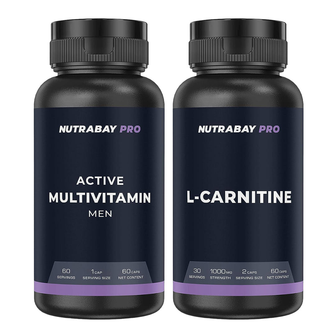 Nutrabay Pro Multivitamin for men - 500mg, 60 Capsules & Nutrabay Pro L-Carnitine - 1000mg, 60 Capsules