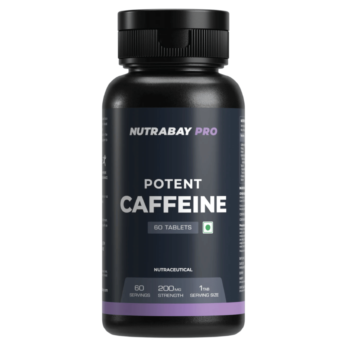 NUTRABAY Potent Caffeine Tablets | Pre Workout For Men & Women | Increased Energy | Improved Energy | 200mg Caffeine - 60 Tablets