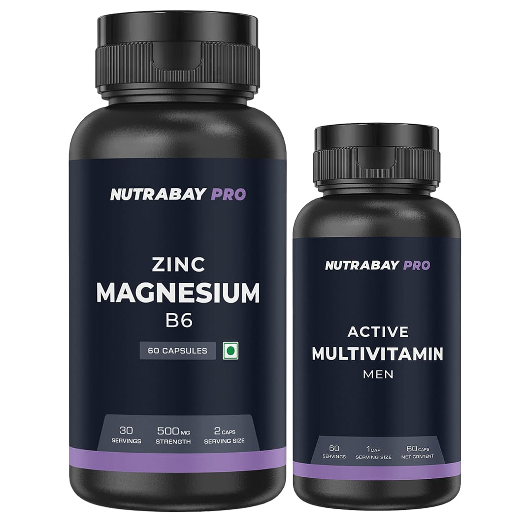 Nutrabay Pro Zinc Magnesium With Vitamin B6 - 60 Veg Capsules | Restful Sleep, Anti Stress & Anxiety Relief Supplement For Men & Women | Vegan Friendly & No Added Artifical Colour