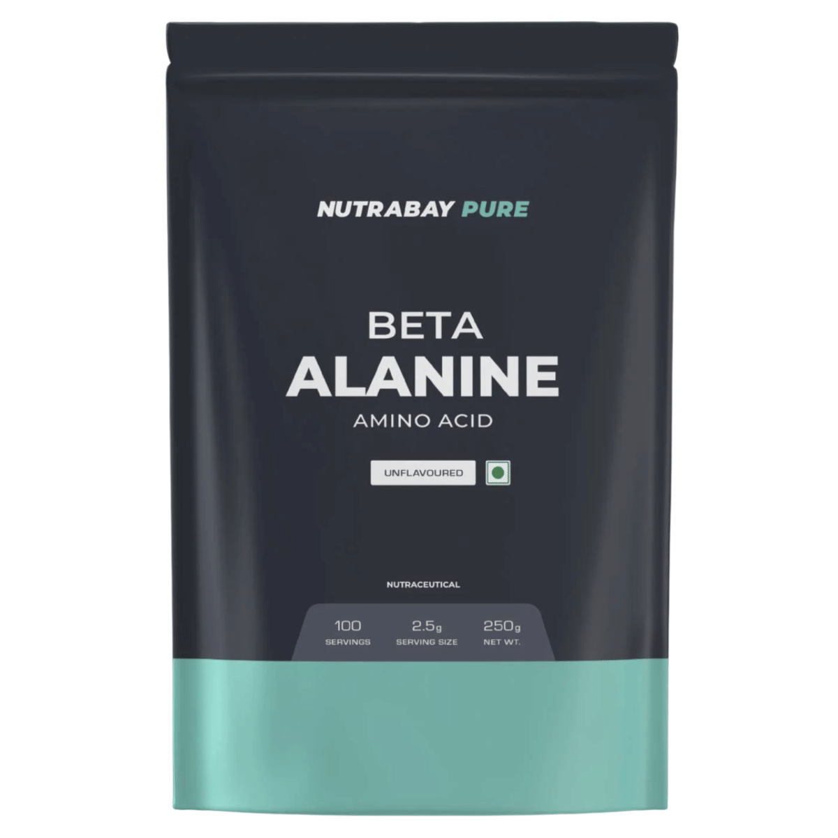 NUTRABAY Pure Beta Alanine | Helps Reduce Muscle Fatigue | 1 Ingredient | Unflavoured | Pre-Workout | 2500mg Per Serve - 250g