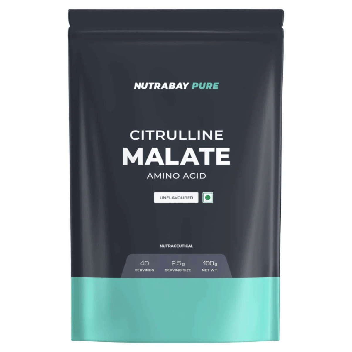 NUTRABAY Pure Citrulline Malate Powder | Unflavoured | Nitric Oxide Booster | High Energy, Delayed Fatigue & Improved Performance | Pre-Workout For Men & Women | 2500mg per serving - 100g