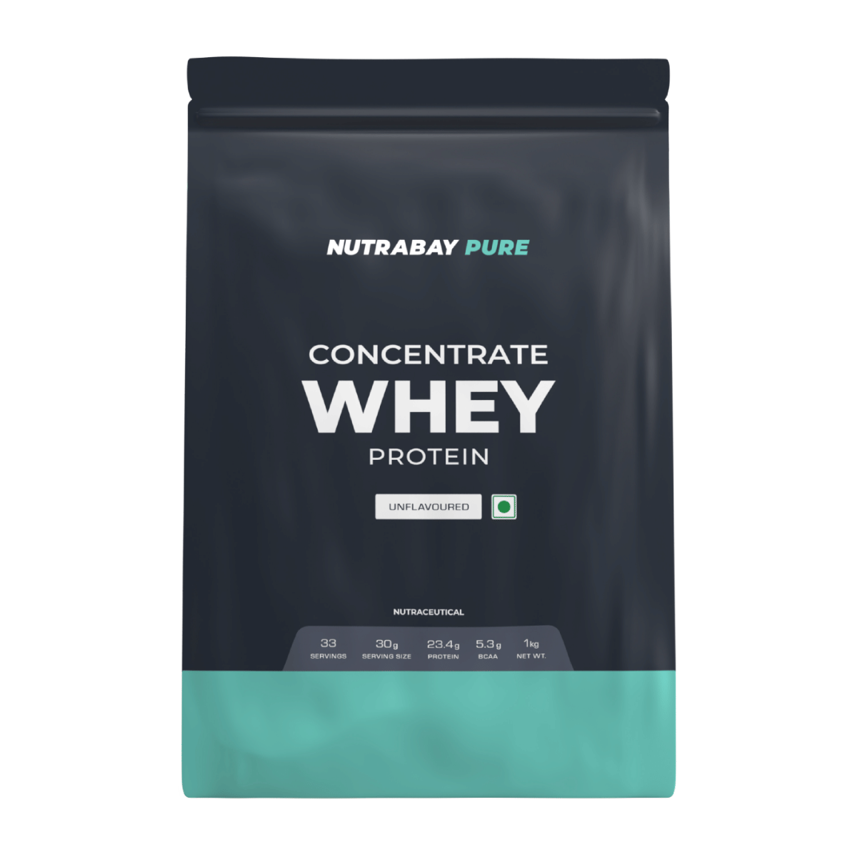 Nutrabay Pure Whey Protein Concentrate 1Kg | 33 Servings | Unflavoured | Build Muscle | Fast Recovery
