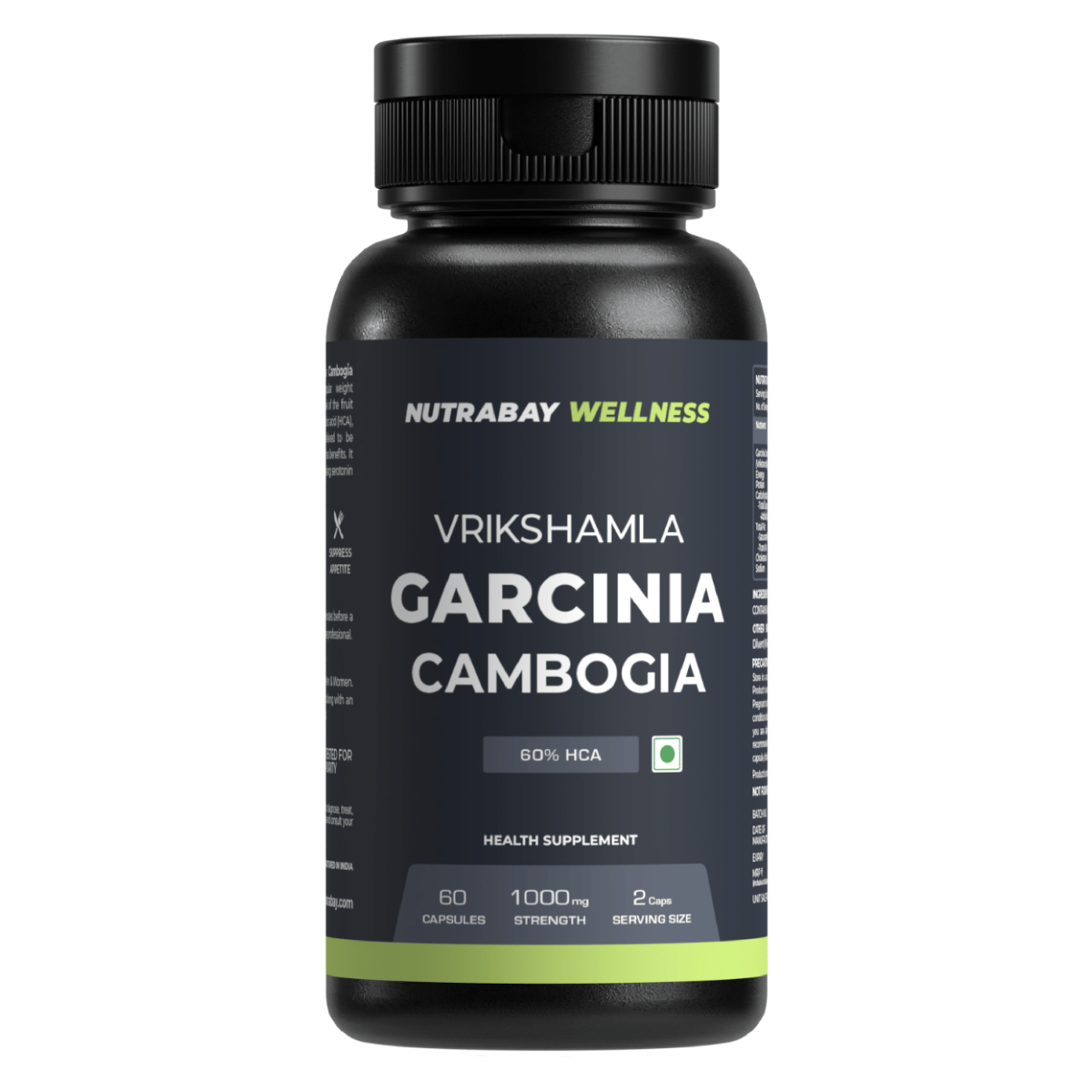 Nutrabay Wellness Garcinia Cambogia Extract For Weight Management, 100% Vegetarian & Natural Fat Burner For Men & Women - 1000Mg, 60 Veg Capsules