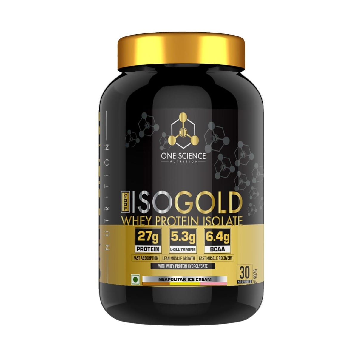 One Science Nutrition (OSN) 100% Iso Gold Whey Protein 2lbs [Grass Fed Whey]- 27g Protein, 5.3g Glutamine, 6.4g BCAA - Blueberry Muffin 907g