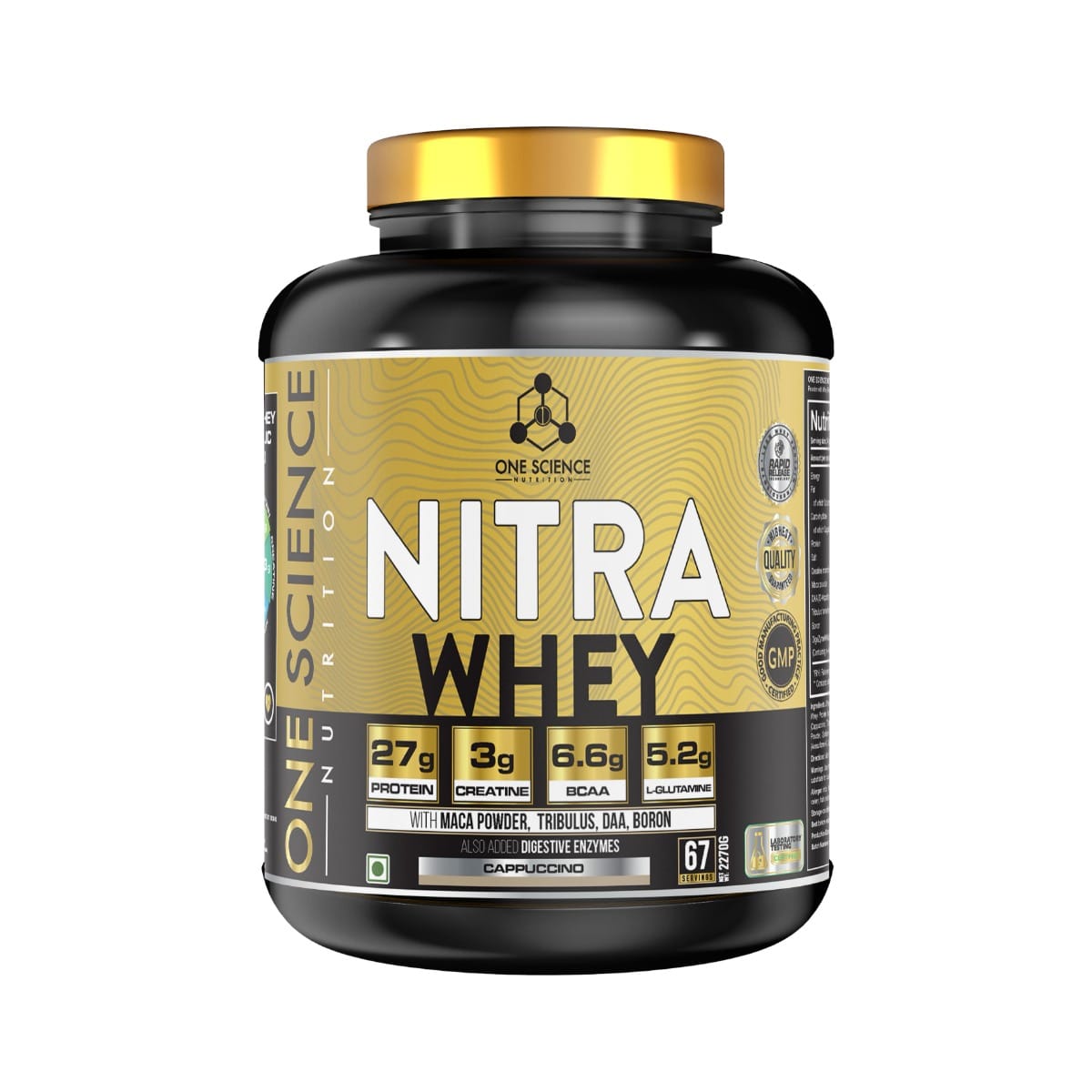 One Science Nutrition (OSN) Nitra Whey - DAA, Tribulus Terrestis, Maca powder and Boron & 27g Protein, 3g Creatine, 5.2g Glutamine, 6.6g BCAA - 5 lbs - Cookies & Cream 2.27kg
