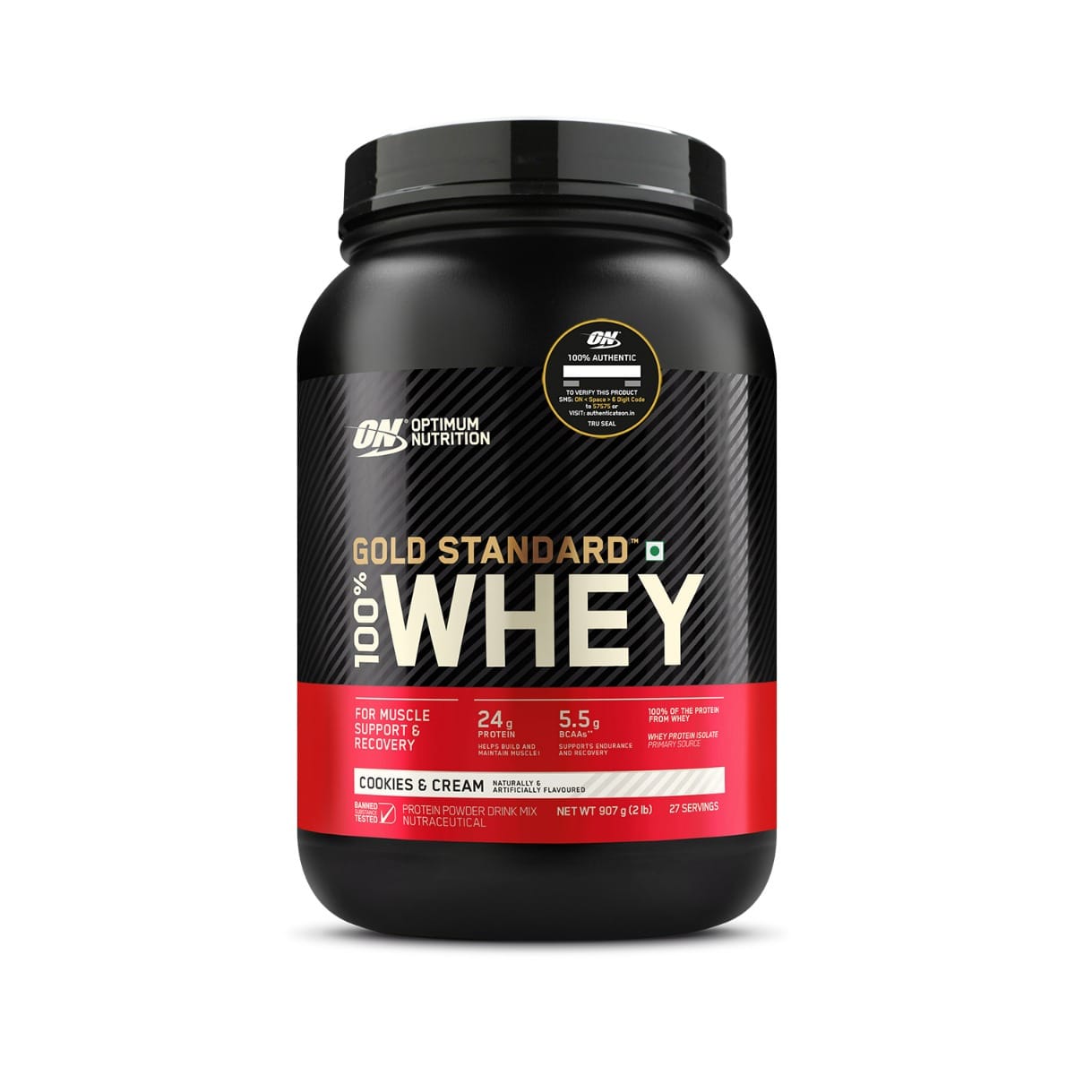 Optimum Nutrition (ON) Gold Standard 100% Whey Protein Powder 2 lbs, 907 g (Rocky Road), for Muscle Support & Recovery, Vegetarian - Primary Source Whey Isolate