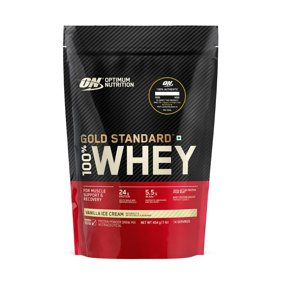 Optimum Nutrition (ON) Gold Standard 100% Whey Protein Powder (Vanilla Ice Cream), for Muscle Support & Recovery, Vegetarian - Primary Source Whey Isolate