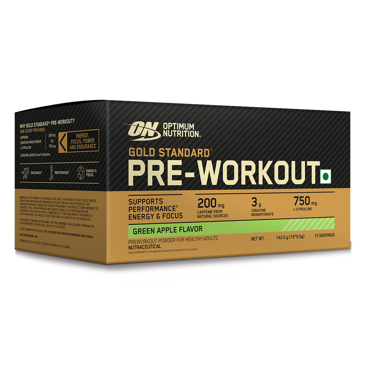 Optimum Nutrition (ON) Gold Standard Pre-Workout- 142.5g/15 single serve packs (Fruit Punch Flavor), For Energy, Focus, Power, Endurance & Performance