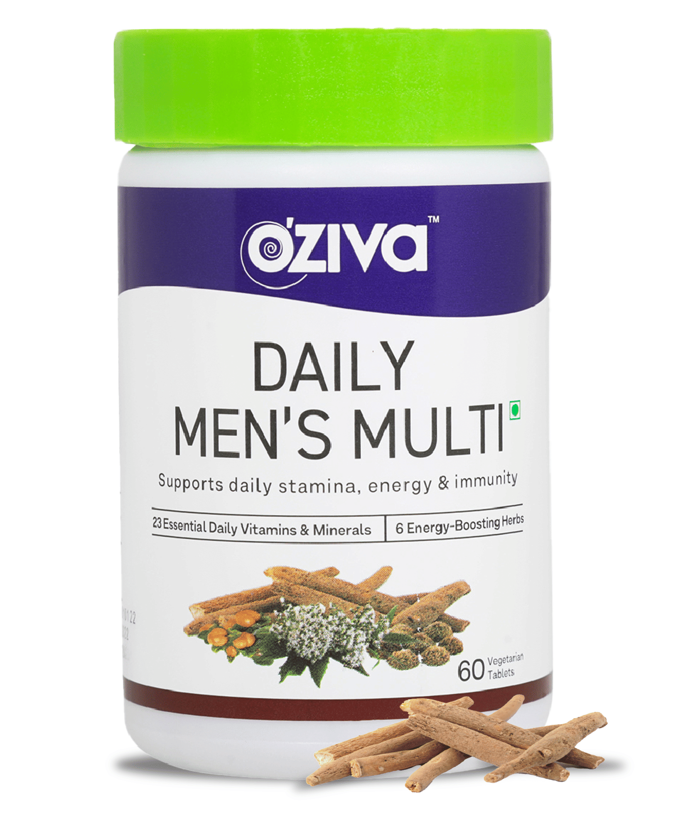 Oziva Daily Men'S Multi Tablets - 60 Veg Tablets (Multivitamin For Men With Ashwagandha, Akarkara & Choline) For Daily Stamina, Energy & Immunity (Pack Of 1)