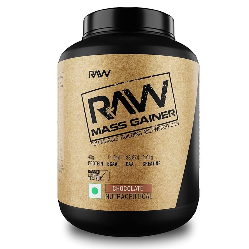 HEALTHFARM RAW Mass Gainer Powder For Muscle Building and Weight Gain (Chocolate, 3kg)