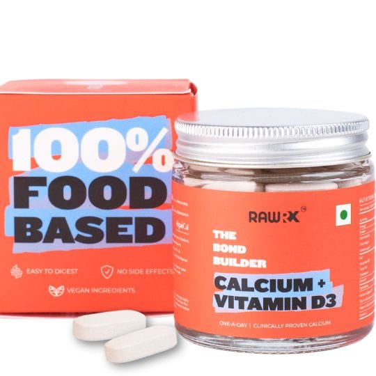 RawRX Calcium and Vitamin D3 Tablet with Vitamin C, Magnesium and Zinc for Bone Health & Joint Pain (60 Tablets)
