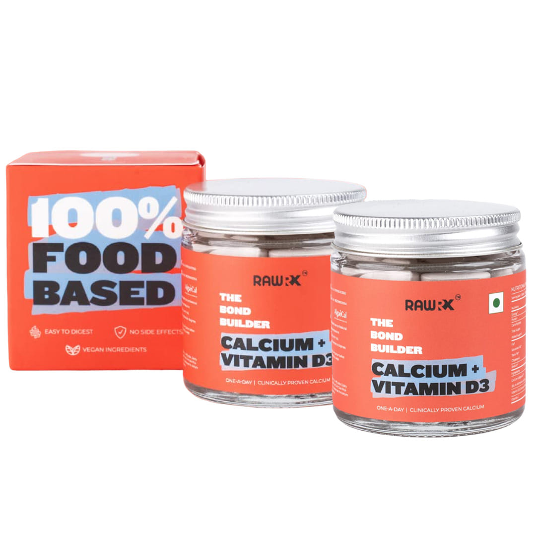 RawRX Plant Based Calcium & D3, 90 Tablets, with Magnesium, Zinc, Vitamin C and 13 Minerals for Strong Bones and Joint Support for Women & Men,100% Vegetarian & Safe