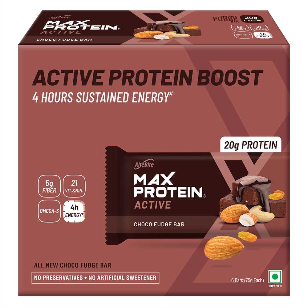 RiteBite Max Protein Active Choco Fudge (Pack of 6), 450 g