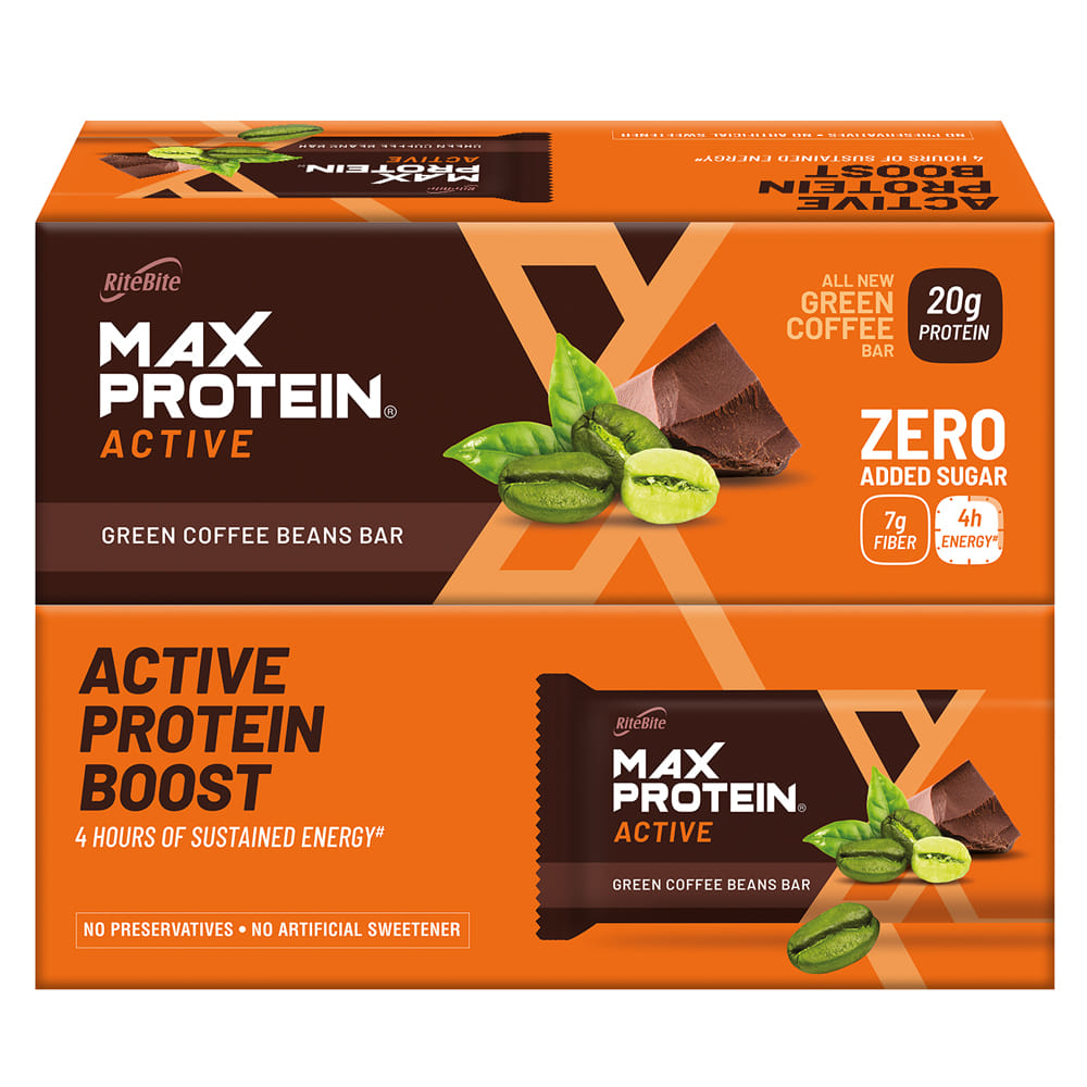 RiteBite Max Protein Active Green Coffee Beans (Pack of 12), 840 g