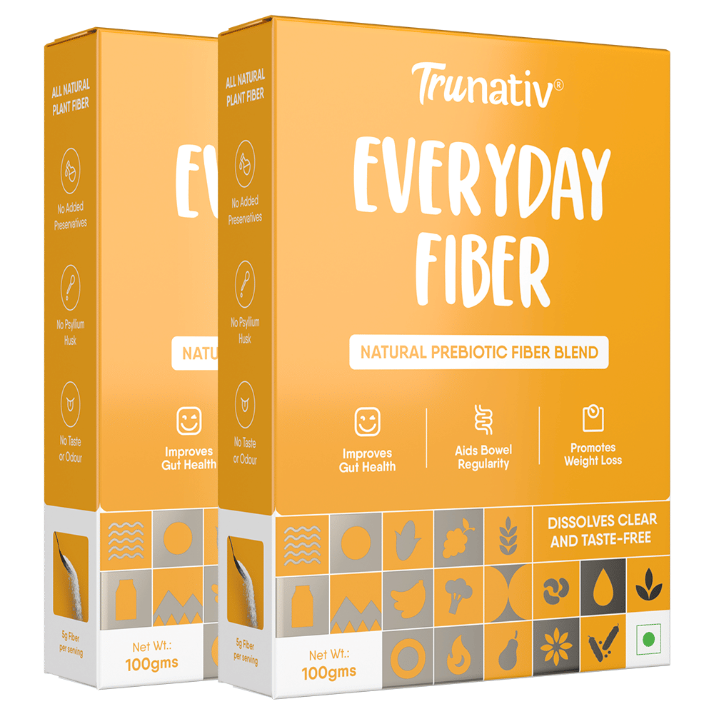 TruNativ Everyday Fiber| Enhances Digestive Health| Plant based Fiber| Non-GMO| Helps Control Blood Sugar Levels| Gluten Free| Dissolves Clear| Unflavored 100g (pack of 2)