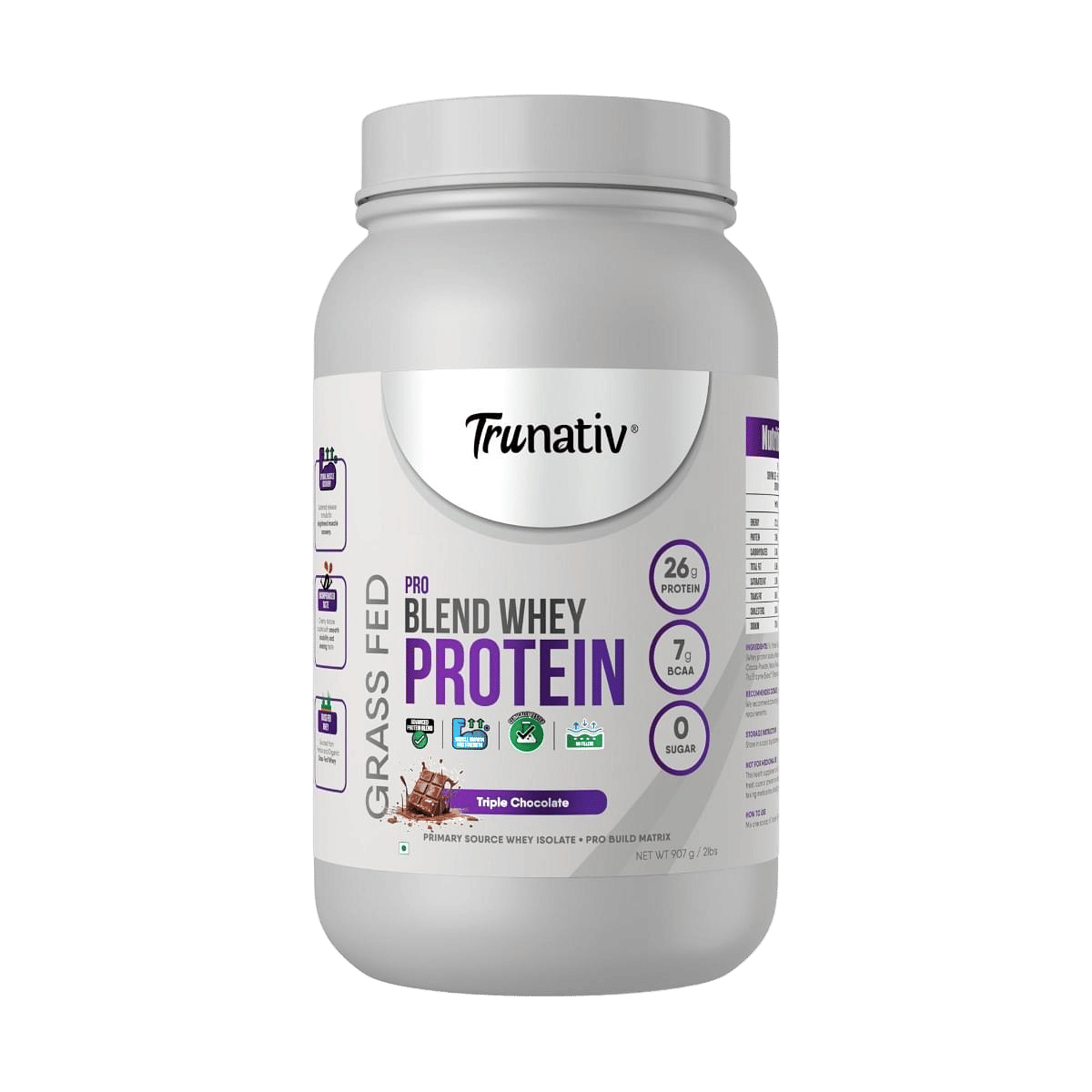Trunativ Pro Blend Whey Protein Isolate for Workout Vegetarian, 26g Protein, Malai Kulfi Sugar Free, Gluten free with Enzymes for Digestion, Muscle Gain & Recovery, Primary Source Whey 2lbs(
