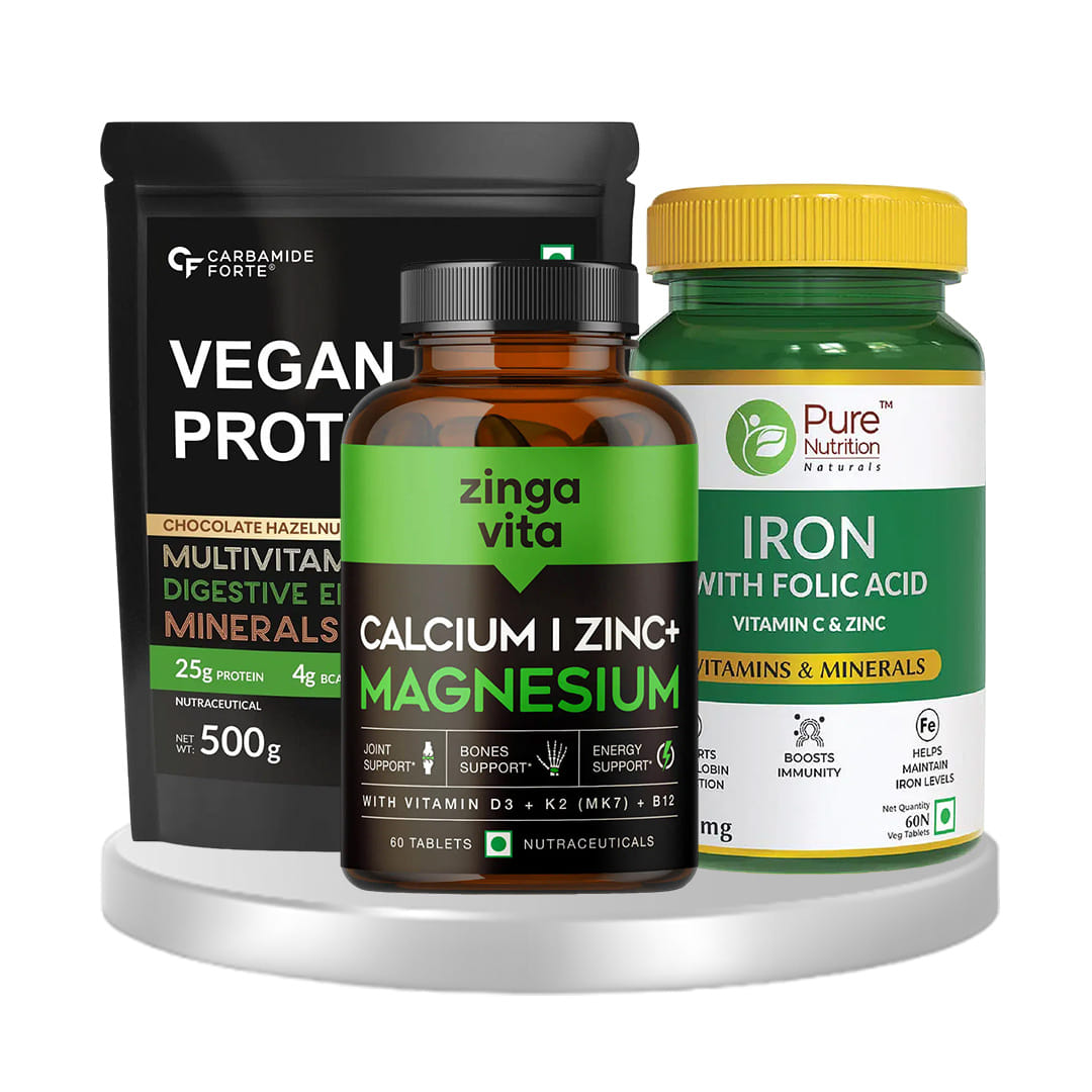 Body Fuel Pack For Women (Folic Acid + Vegan Protein + Vitamin D3, K2 & B12 & More)